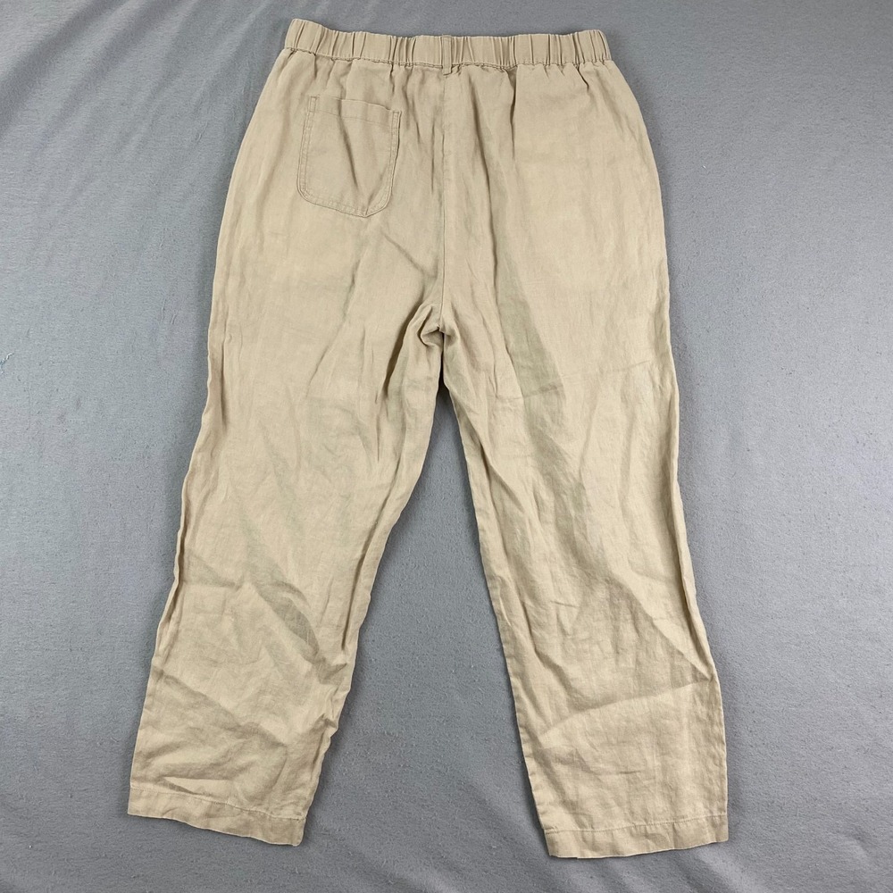 Quince Women European Linen Pants M Driftwood M Elastic Waist Cropped 25" - Picture 7 of 12